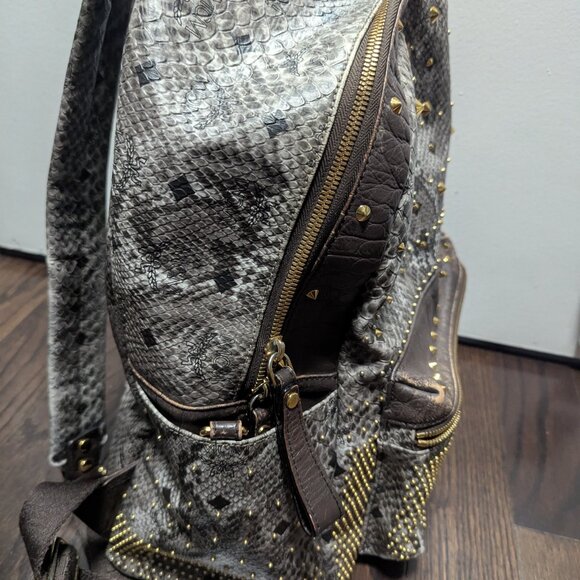 MCM Black and Gold Studded Backpack - Picture 5 of 8